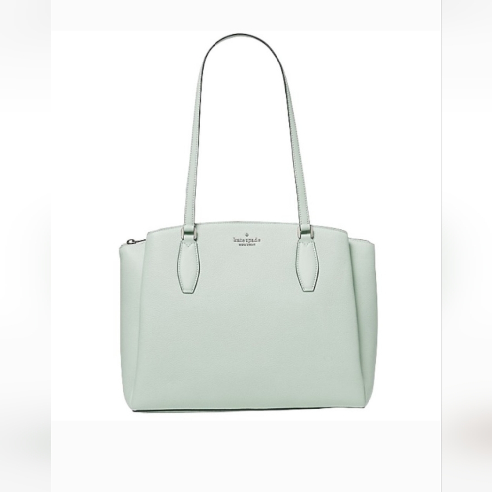 ♠️ kate spade Monet Pebbled Leather Large Triple Compartment Tote, Crystal Blue